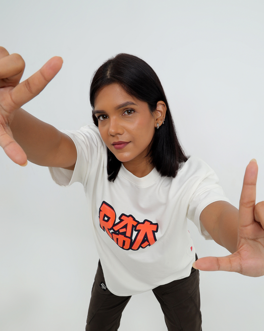 RAMA: The Warrior Anime Tee – Off White | 240 GSM Terry Cotton