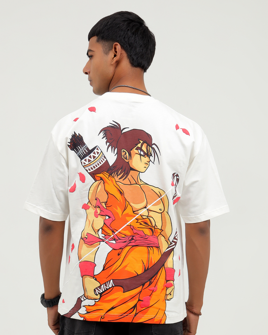 RAMA: The Warrior Anime Tee – Off White | 240 GSM Terry Cotton