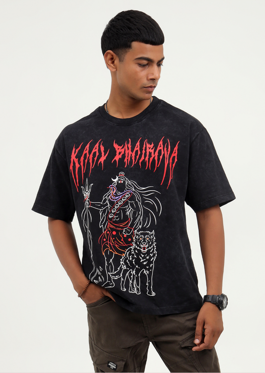 Kaal Bhairav Glow-in-the-Dark Acid Wash Oversized T-Shirt